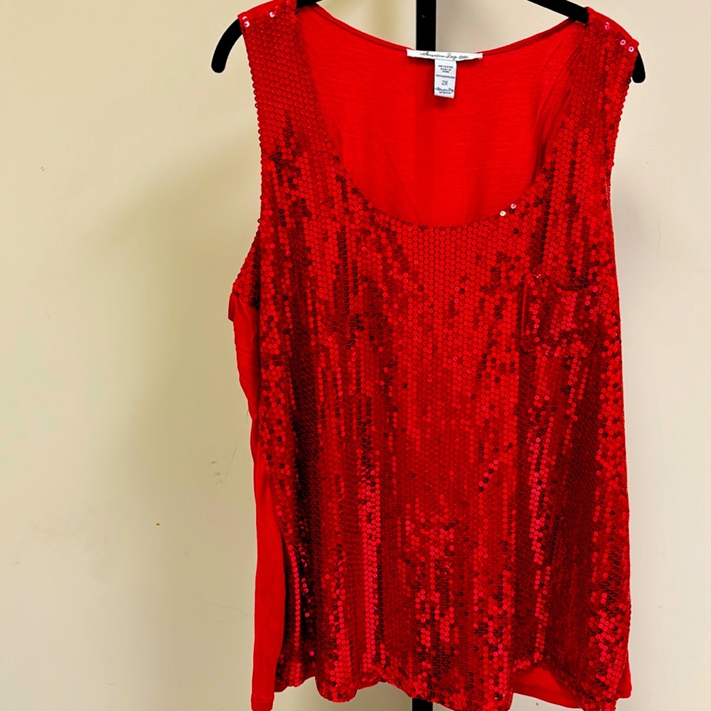 Plus size American Rag red sequined top